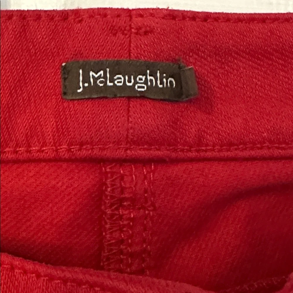 Women J. McLaughlin Vibrant Red Cotton & Spandex Skinny Jeans Size 2 - Picture 4 of 7